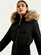 Women's Down Jacket with Faux Fur Hood