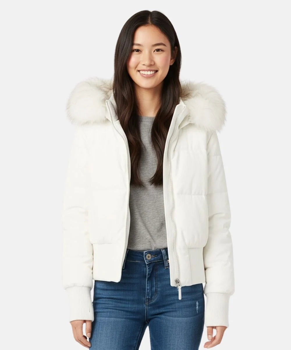 Chaqueta de Plumas Mujer con Capucha Piel Sintética
