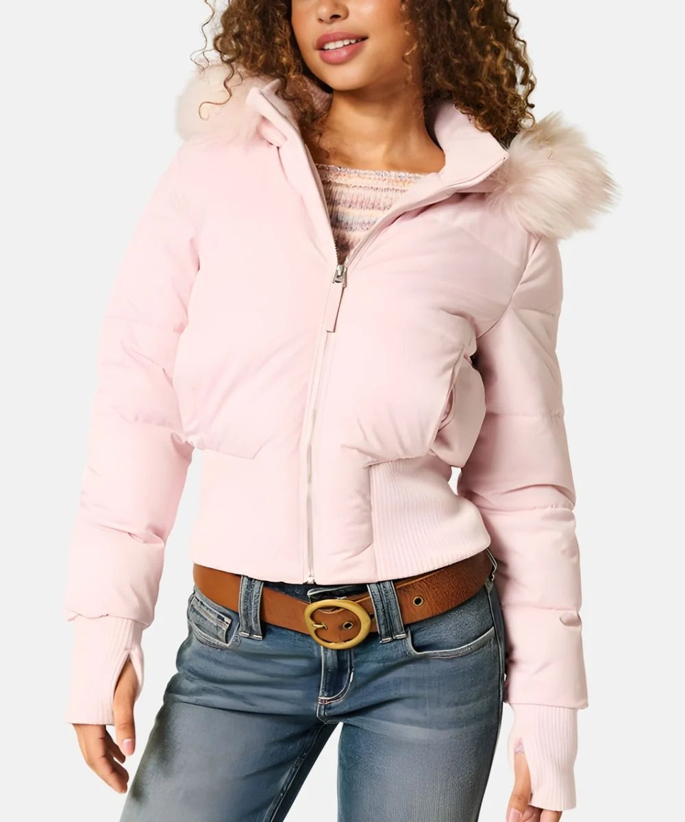Chaqueta de Plumas Mujer con Capucha Piel Sintética