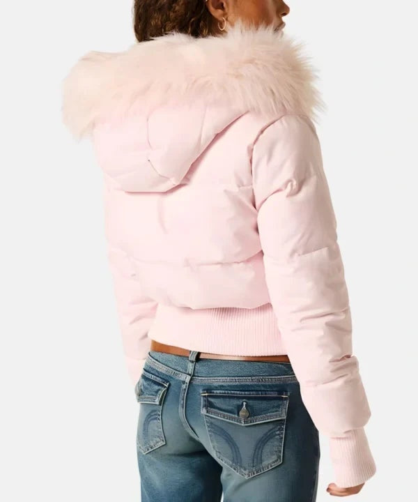 Chaqueta de Plumas Mujer con Capucha Piel Sintética