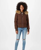 Women's Down Jacket with Faux Fur Hood