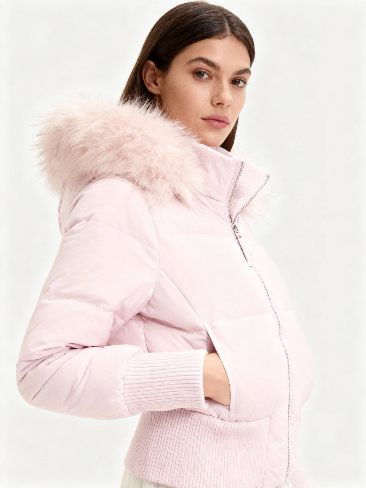 Chaqueta de Plumas Mujer con Capucha Piel Sintética