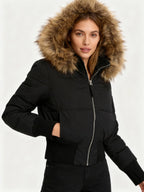 Women's Down Jacket with Faux Fur Hood