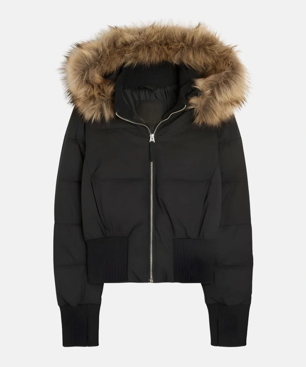 Chaqueta de Plumas Mujer con Capucha Piel Sintética