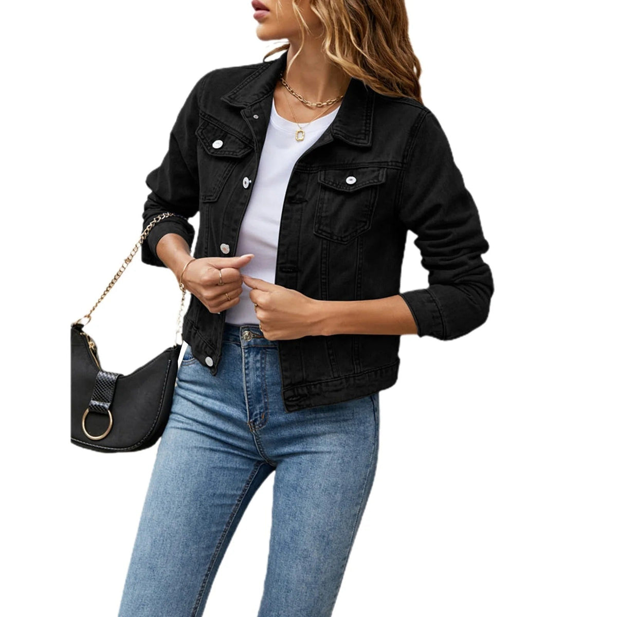 Chaqueta Vaquera Mujer Corta Bolsillos