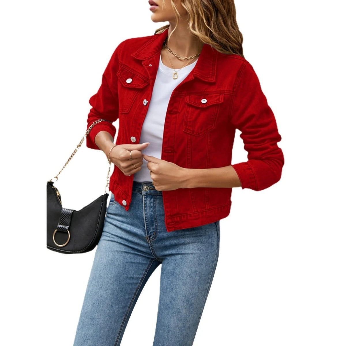 Chaqueta Vaquera Mujer Corta Bolsillos