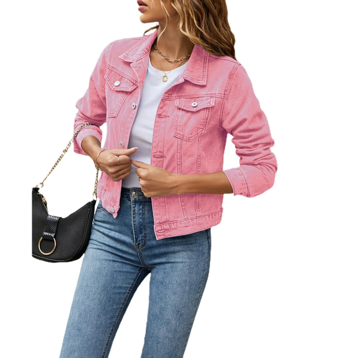 Chaqueta Vaquera Mujer Corta Bolsillos