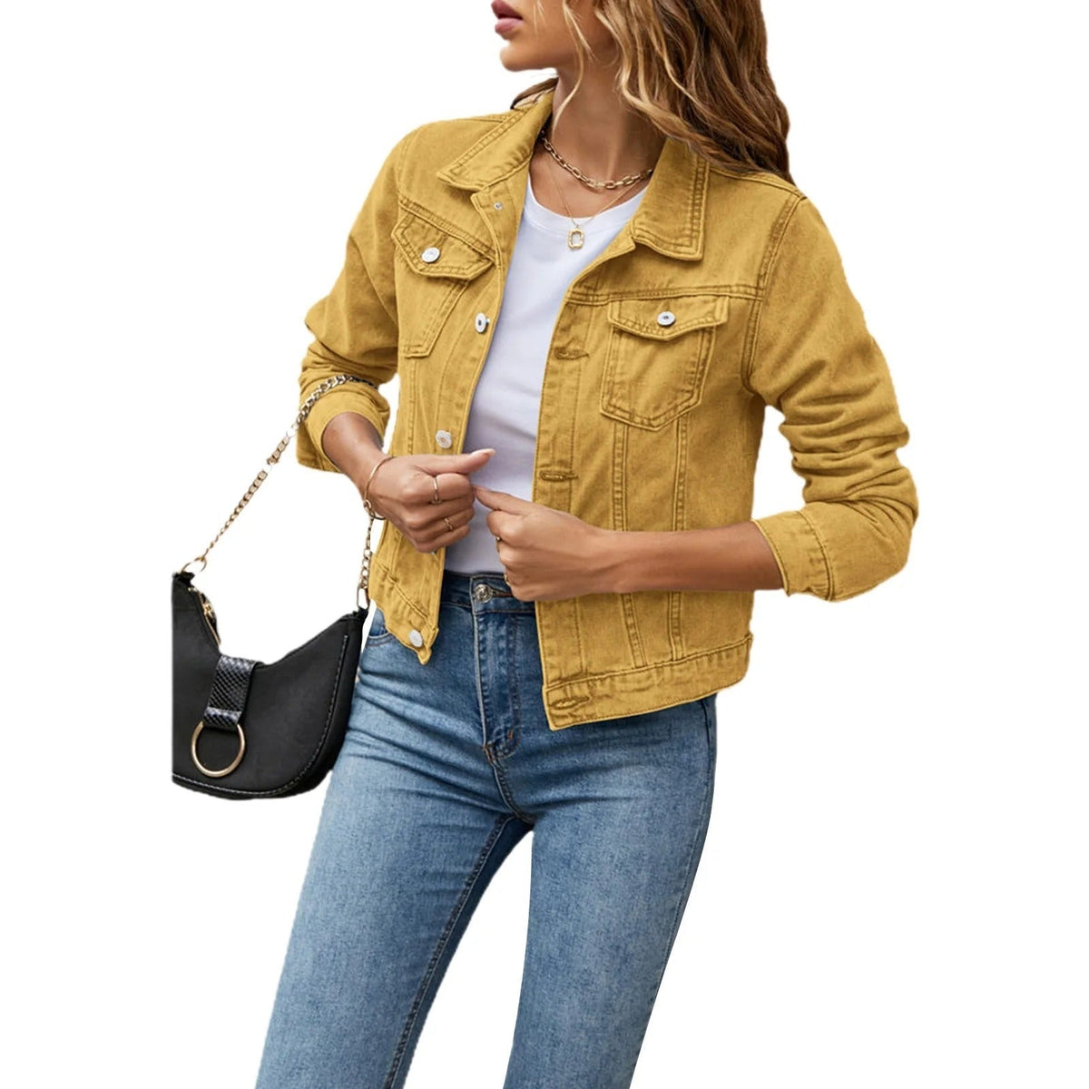 Chaqueta Vaquera Mujer Corta Bolsillos