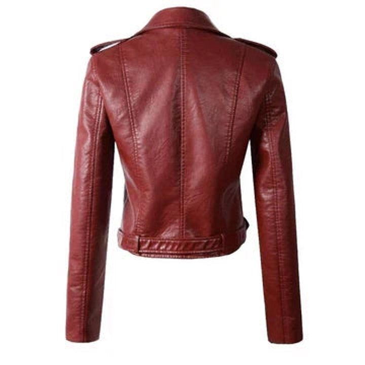Chaqueta Motera Mujer de Polipiel Cremallera Asimétrica