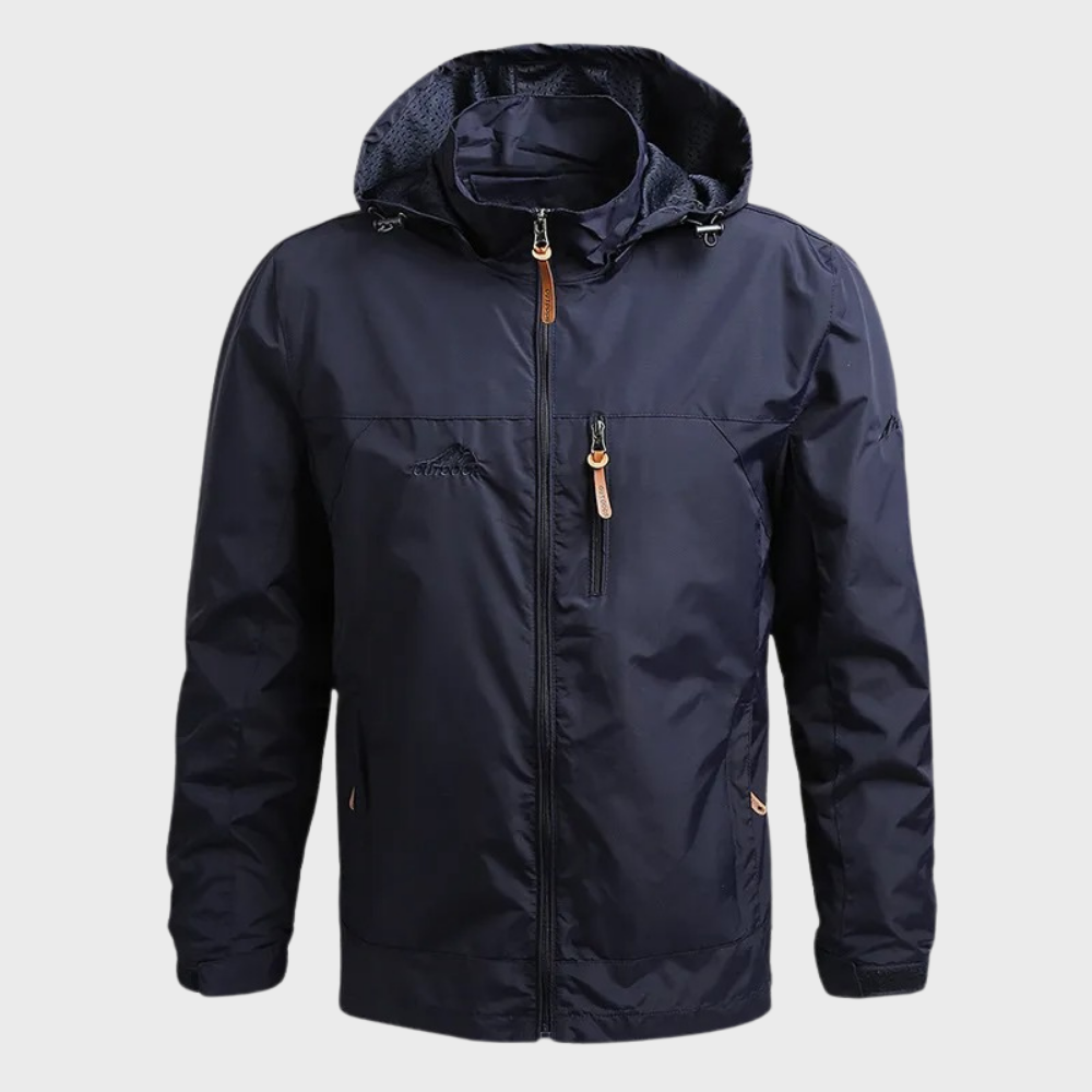 Chaqueta Impermeable Hombre con Capucha Cortavientos