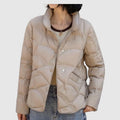 Chaqueta de Plumas Corta Mujer Cuello Alto Botones