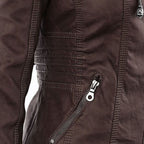 Women's Faux Leather Biker Jacket with Hood