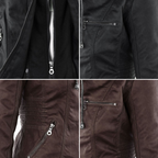 Women's Faux Leather Biker Jacket with Hood