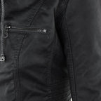 Women's Faux Leather Biker Jacket with Hood