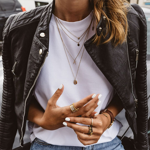 Cazadora Biker de Cuero Mujer Manga Acolchada